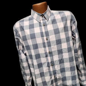 UNTUCKIT-Mens Long Sleeve Button Down Shirt, XL,Pink Grey‎ Plaid 100% Cotton